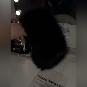 Naked wardrobe black faux fur headband